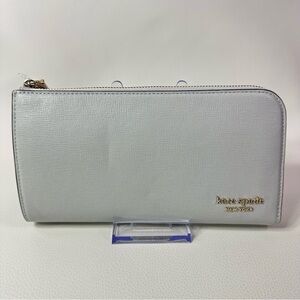 NEW KATE SPADE SAFFIANO LEATHER ZIP WALLET STONE PATH NWT!